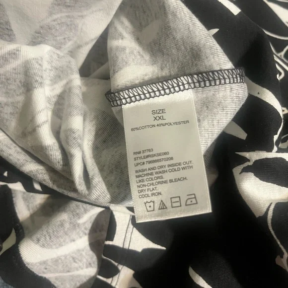 Rafaella Black & White Sleeveless Zip-Front Leaf Print Top NWT XXL - Picture 7 of 9